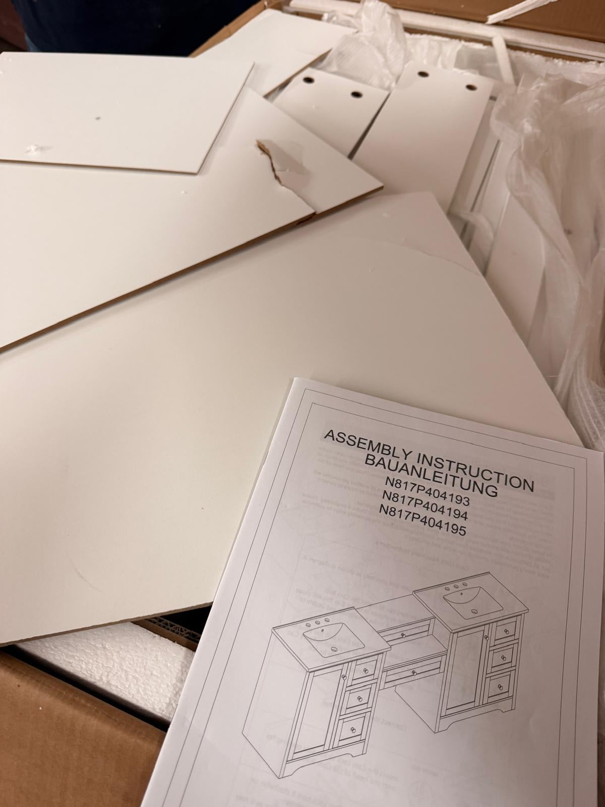 Large 84" Transitional Double Vanity with Storage - White (Mirror Not Included) Set of 2