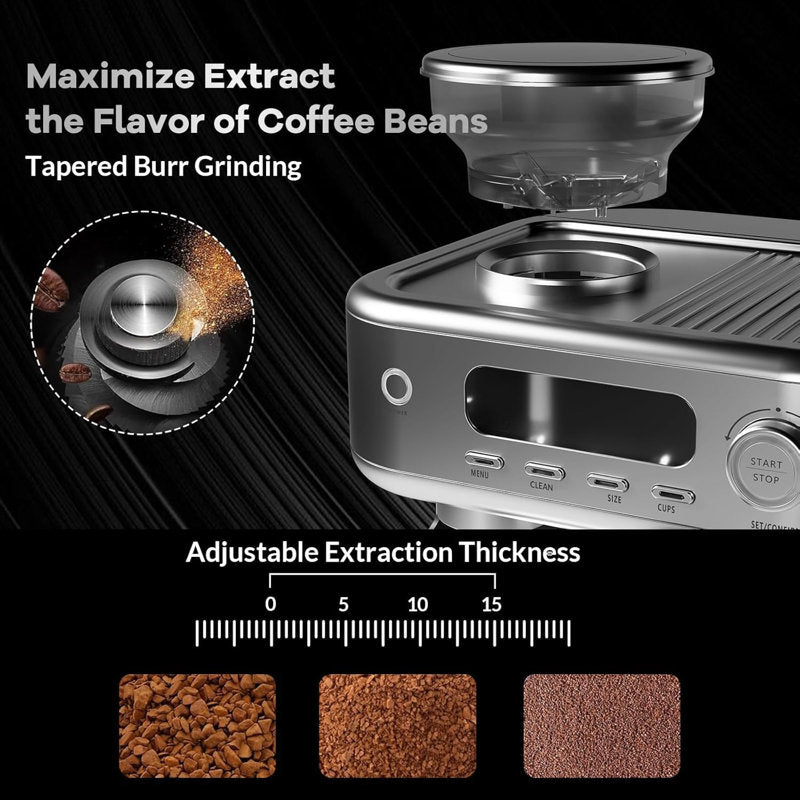 Kazoo 15-bar Espresso Machine with PID Temperature Control and Smart LCD Screen