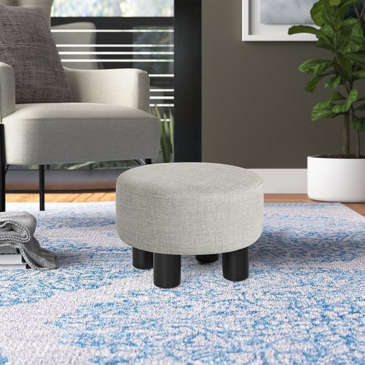 Adeco Pouf Rond en Lin