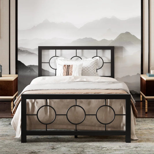 Avren Oriental Metal Twin Bed Circle Design