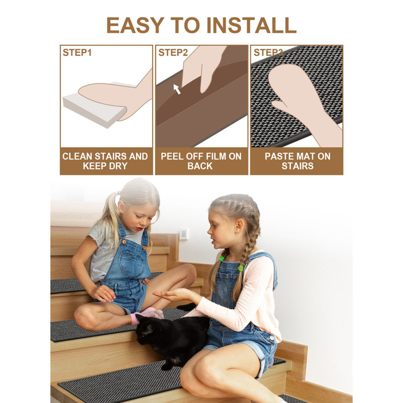 Marches d'escalier antidérapantes Robinswood pour l'intérieur (Lot de 15)