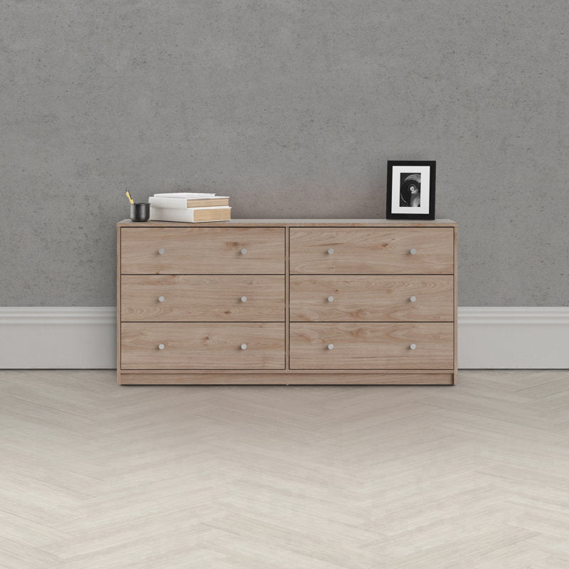 Commode double Clanton à 6 tiroirs, 143 cm de largeur (Jackson Hickory)