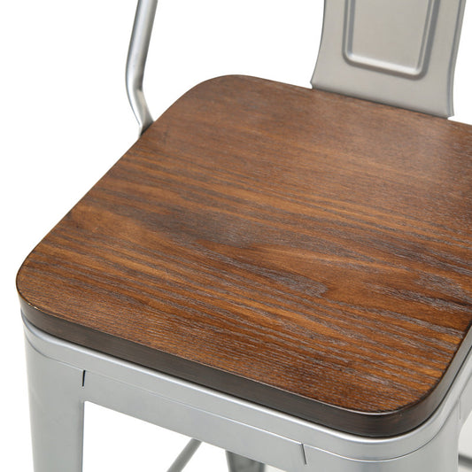 Saleh bar stool set of 4 silver and Brown 26"