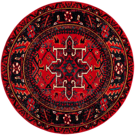 Amaniya Southwestern Red Area Rug 9 ft Round
