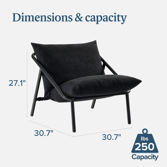 Ayatt Modern Metal Frame Sling Accent Armchair