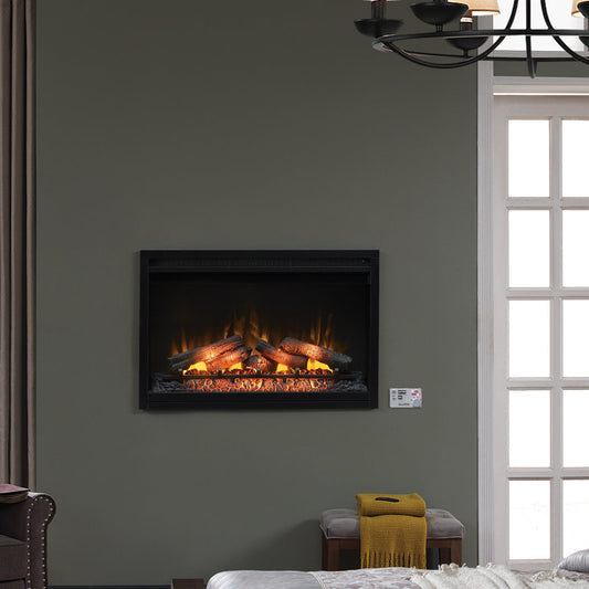 Insert de cheminée électrique noir Biskoupky de 91,4 cm de large