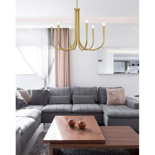 Catalena 6 Lights Dimmable Classic Traditional Golden Chandelier