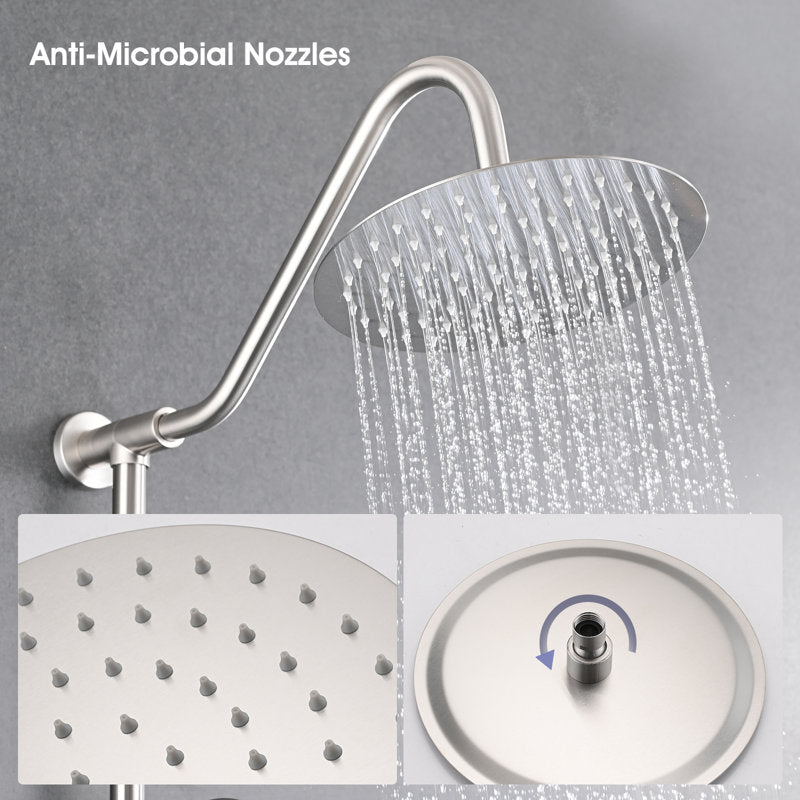 Shower System with 10-inch Rain Shower Head, 4-Function Adjustable Dual Shower Head