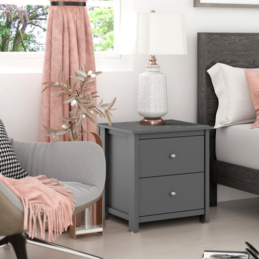 Table de chevet Isenbert 21,9 po à 2 tiroirs, gris graphite