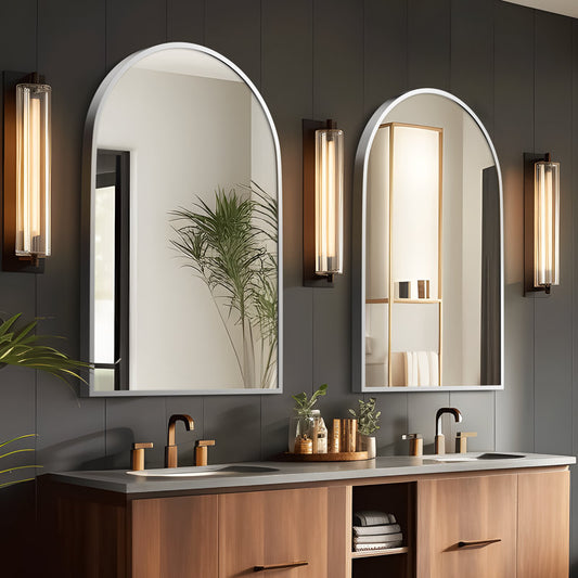 Miroir de salle de bain/coiffeuse arqué en métal Vercher. 1 miroir