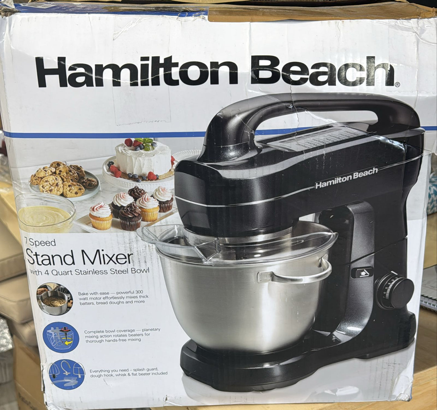 Hamilton Beach Stand Mixer with 4 Quart Stainless Steel Bowl 7 Speeds
