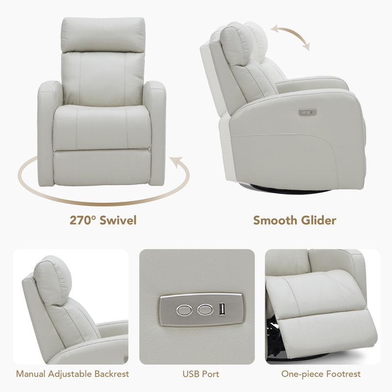 Corvin Genuine Leather Swivel Electric Recliner