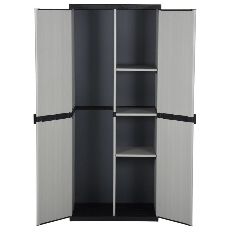Armoire de jardin vidaXL grise et noire moyenne en PVC et PP (polypropylène) 68 cm x 40 cm x 168 cm