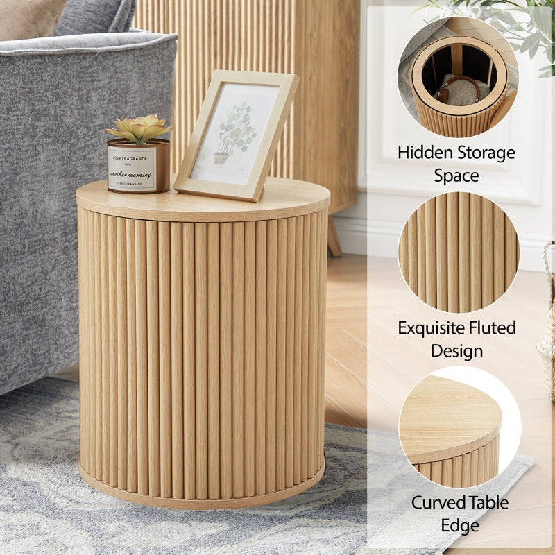 Ensemble de 2 tables d'appoint rondes cannelées - Couleur naturelle