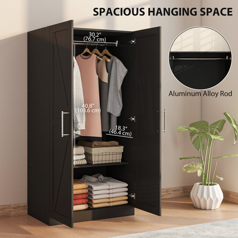 Armoire avec 2 portes de grange et armoire noire