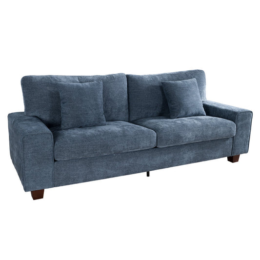 Canapé Karlita 71,5" en chenille, accoudoirs carrés, style moderne, causeuse deux places avec 2 coussins décoratifs