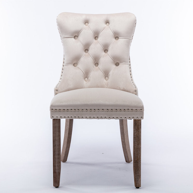Ensemble de 2 chaises de salle à manger Farjana, couleur beige, pieds en bois