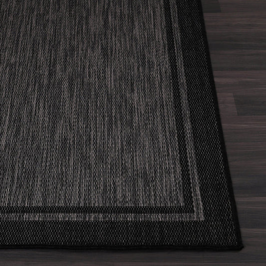 Mekih Summer Indoor Outdoor Solid Rug_Black Rectangle 6'7" x 9'