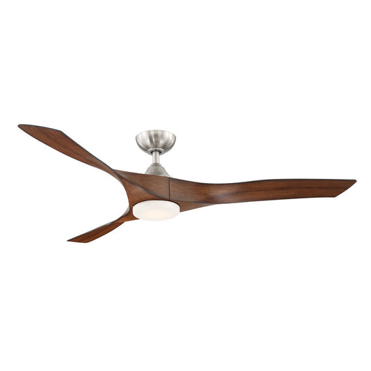Ventilateur de plafond intelligent Ferland 60" à 3 pales avec télécommande et kit d'éclairage LED inclus, couleur noyer