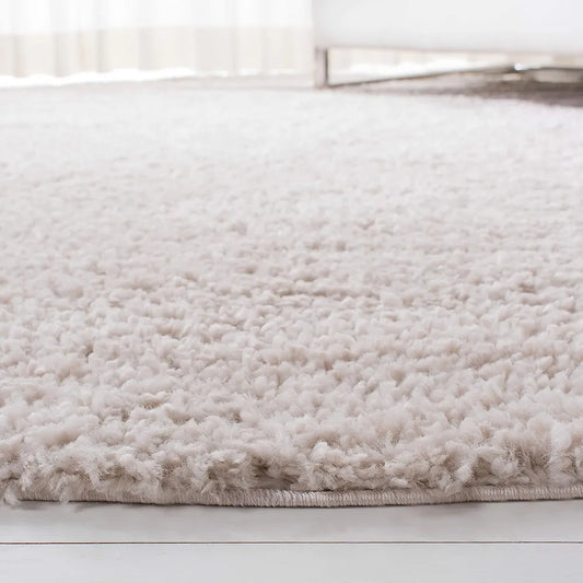 SAFAVIEH August Shag Collection 4' Round Beige AUG900D Solid 1.2-inch Thick Area Rug