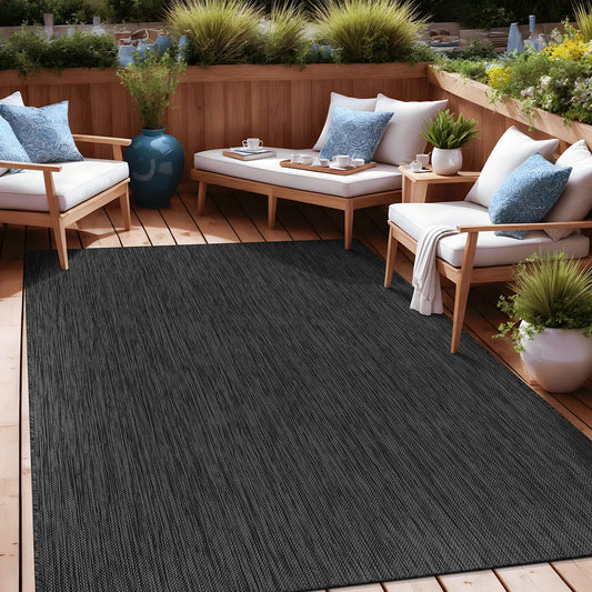 Broadwater Dark Grey Indoor / Outdoor Rug 9 x12