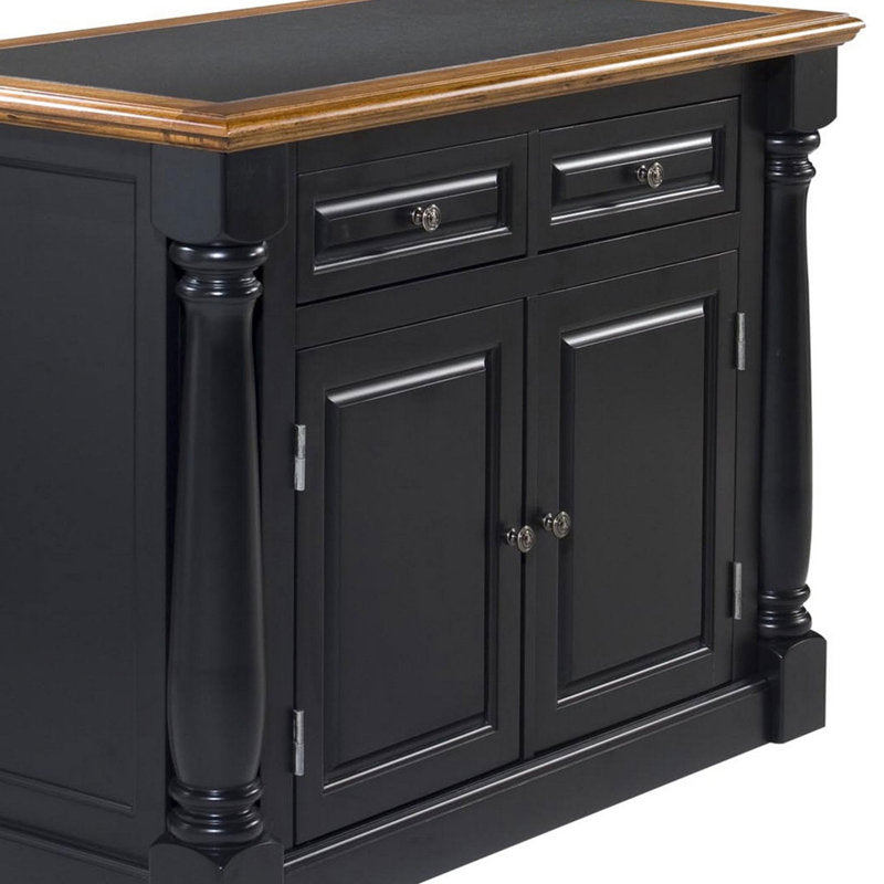 Black cabinet with wooden top on a white background