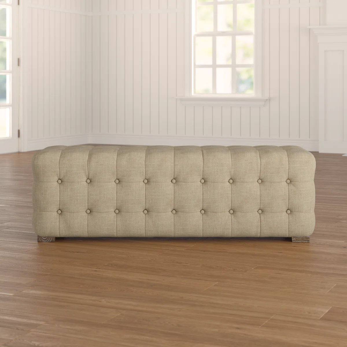 Banc recouvert de lin 