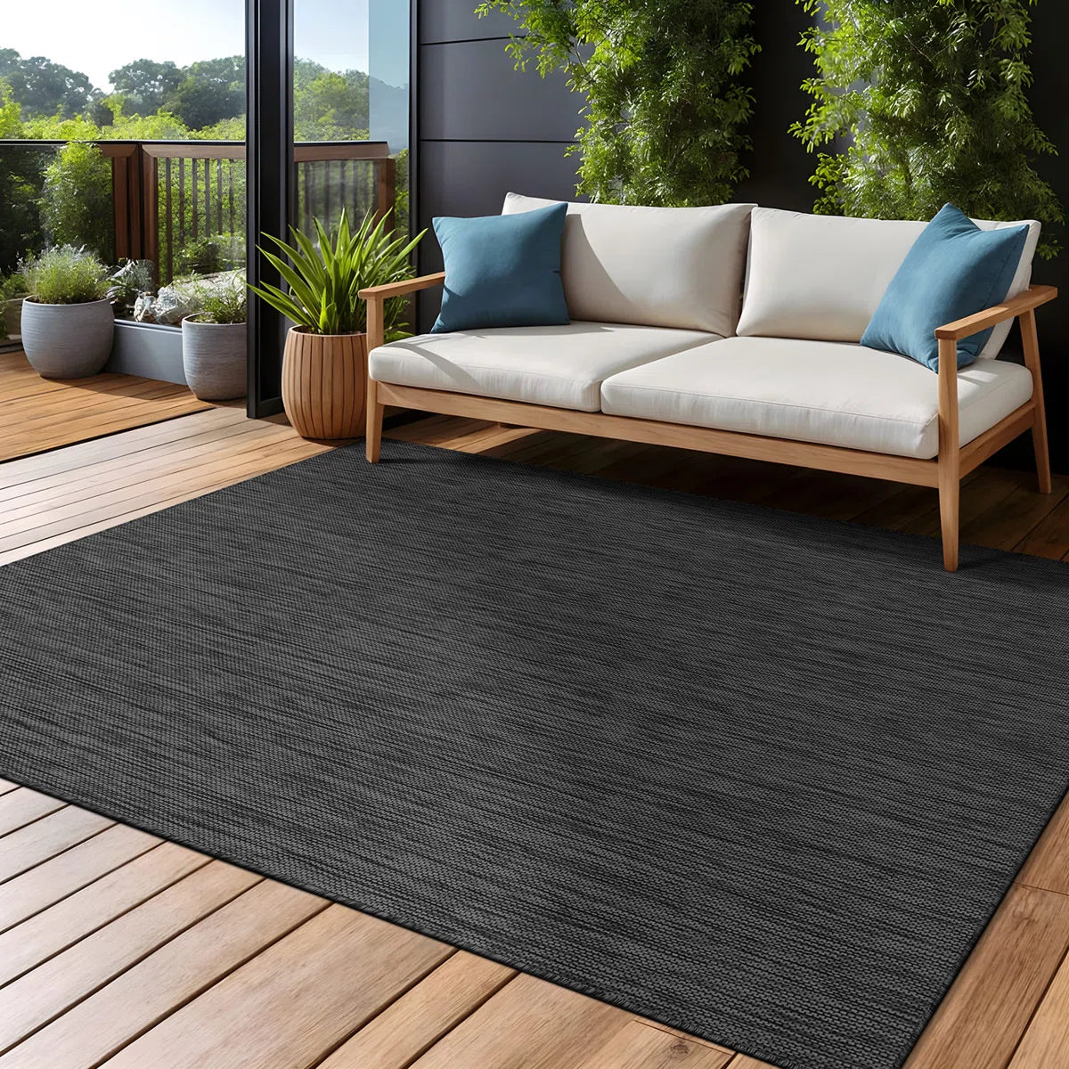 Broadwater Dark Grey Indoor / Outdoor Rug 9 x12