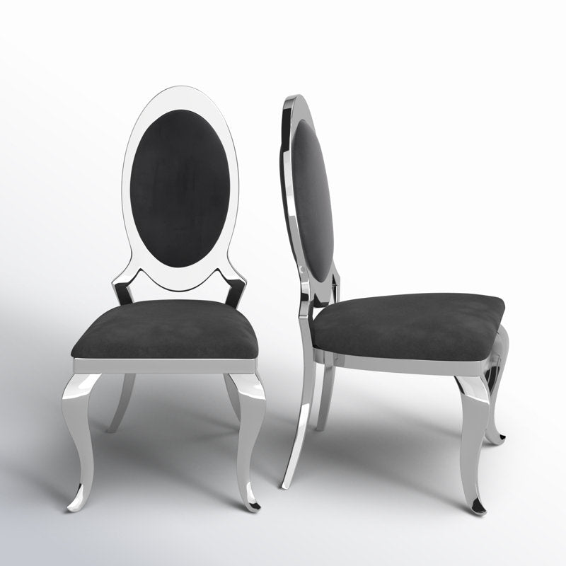 Amity Upholstered King Louis Back Side Chair with Stainless Steel Frame (Set of 2)