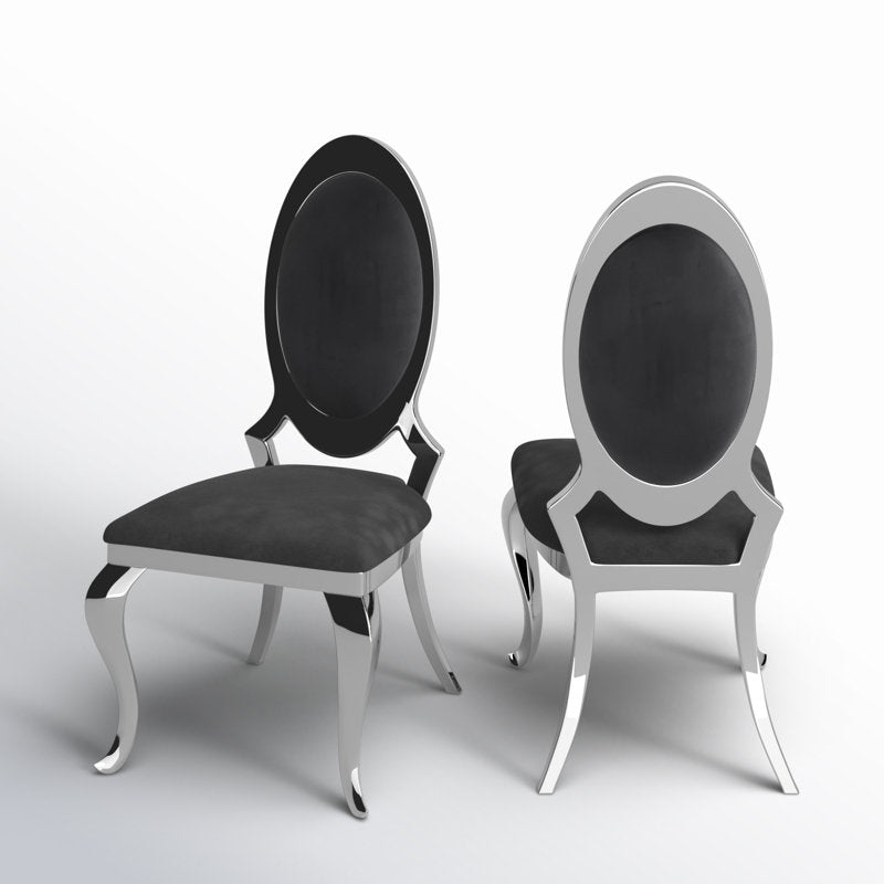Amity Upholstered King Louis Back Side Chair with Stainless Steel Frame (Set of 2)