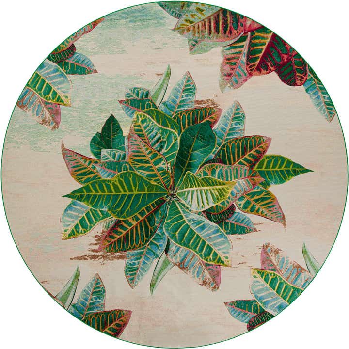 Tapis d'intérieur/extérieur Firman à motif floral lavable, 3 m de diamètre