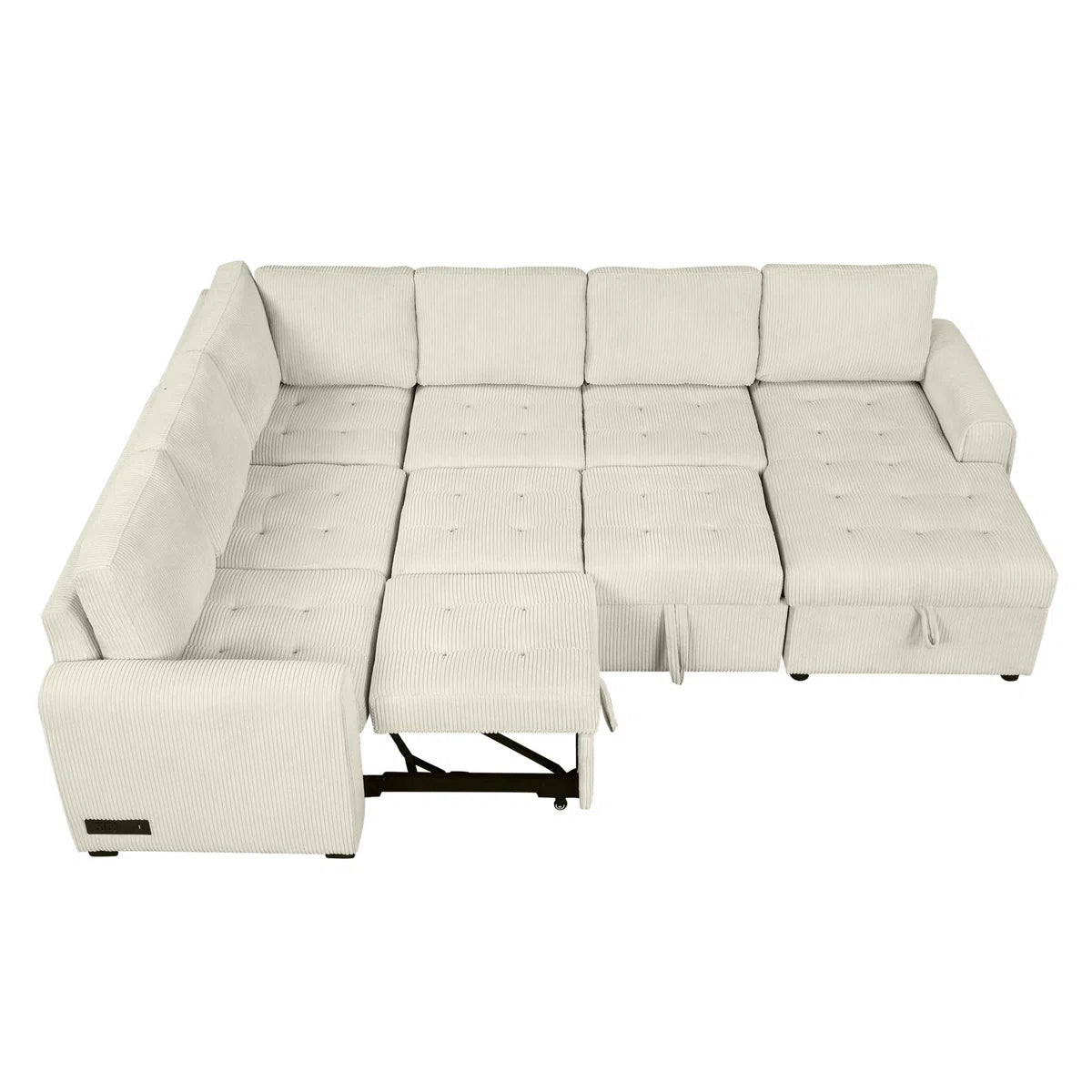 Canapé-lit convertible d'angle surdimensionné en U avec rangement et fonctions de chargement (4 pièces manquantes)