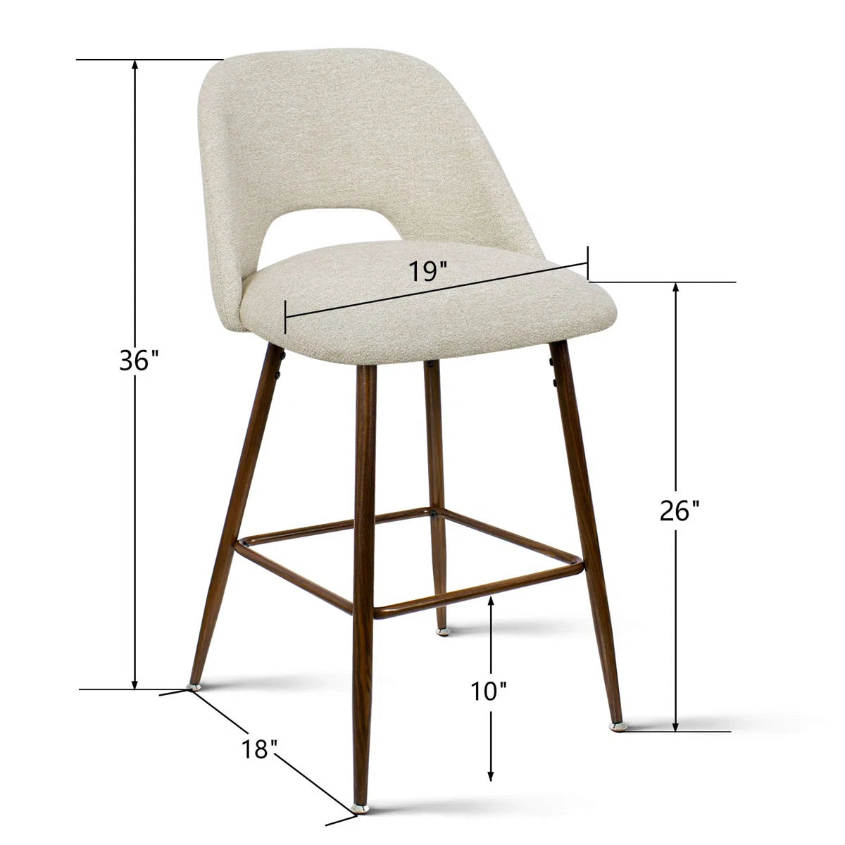 Padded counter stool H 26 in Berneta SET OF 4
