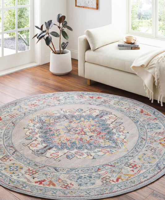Tapis rond Flatiron Oriental Gris 2 m
