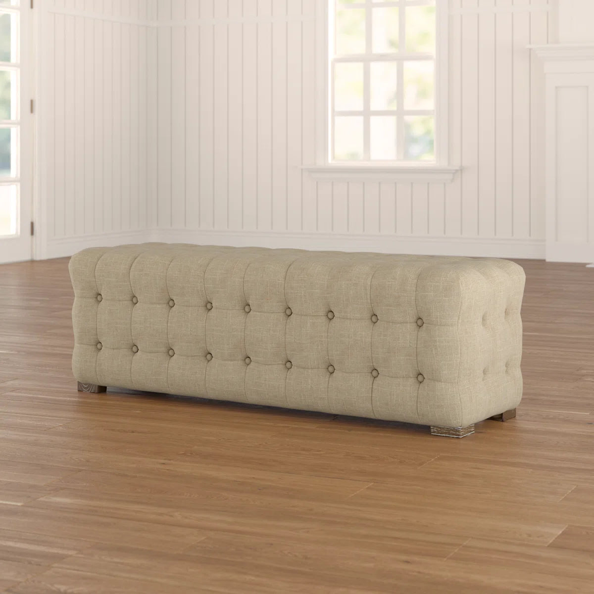 Banc recouvert de lin 