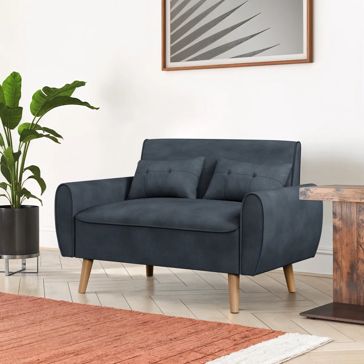 Canapé deux places Arlander 47,5" à accoudoirs roulés (noir) anthracite 