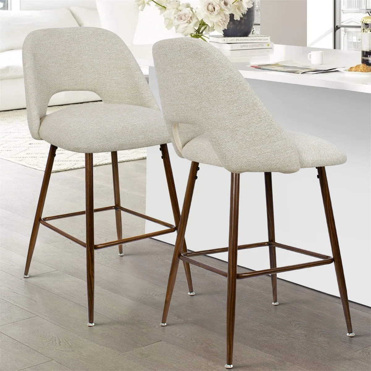 Padded counter stool H 26 in Berneta SET OF 4
