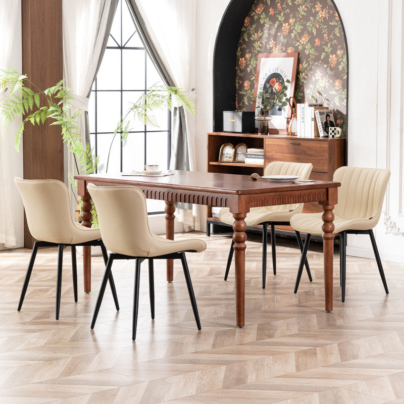 Heitger Upholstered Dining Chairs Set of 2 with PU Leather Seat & Metal Legs