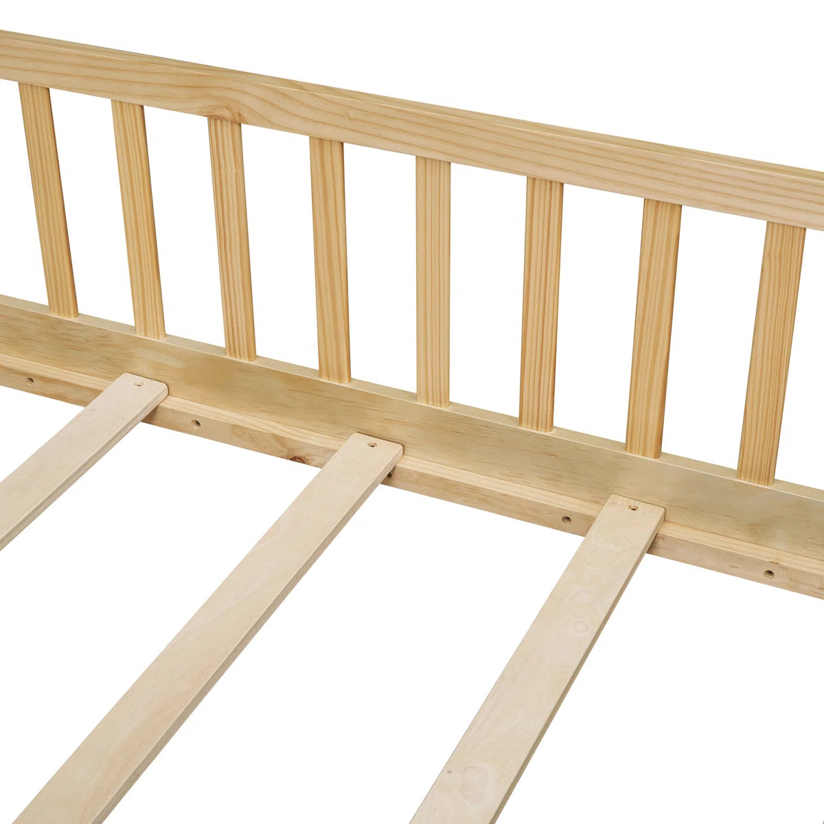 Lit plateforme Finka pour enfants avec barrière et porte (lit Queen en chêne blanc)