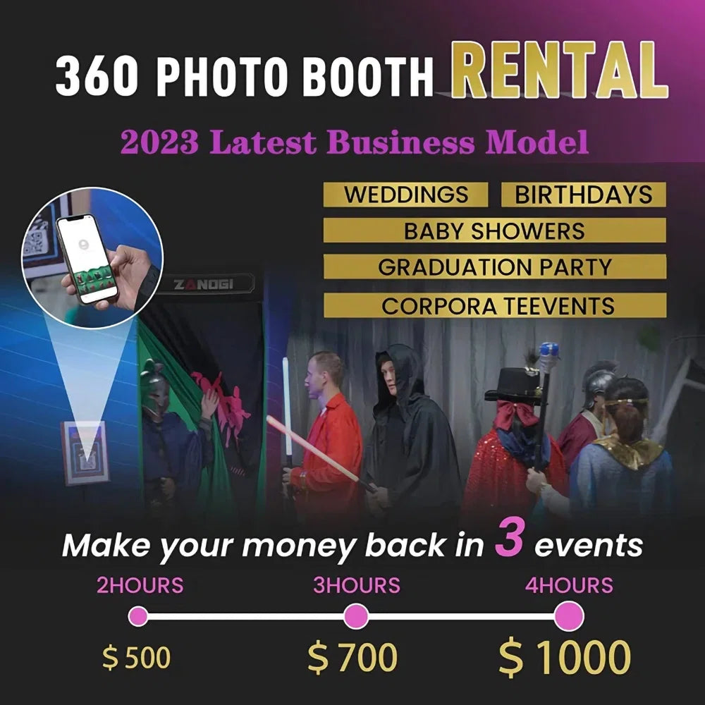 Cabine photo 360° automatique SPINNER avec sac de voyage 
