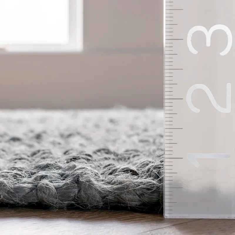 Tapis de ferme en jute épaisse, touffeté à la main, gris, 152 x 244 cm 