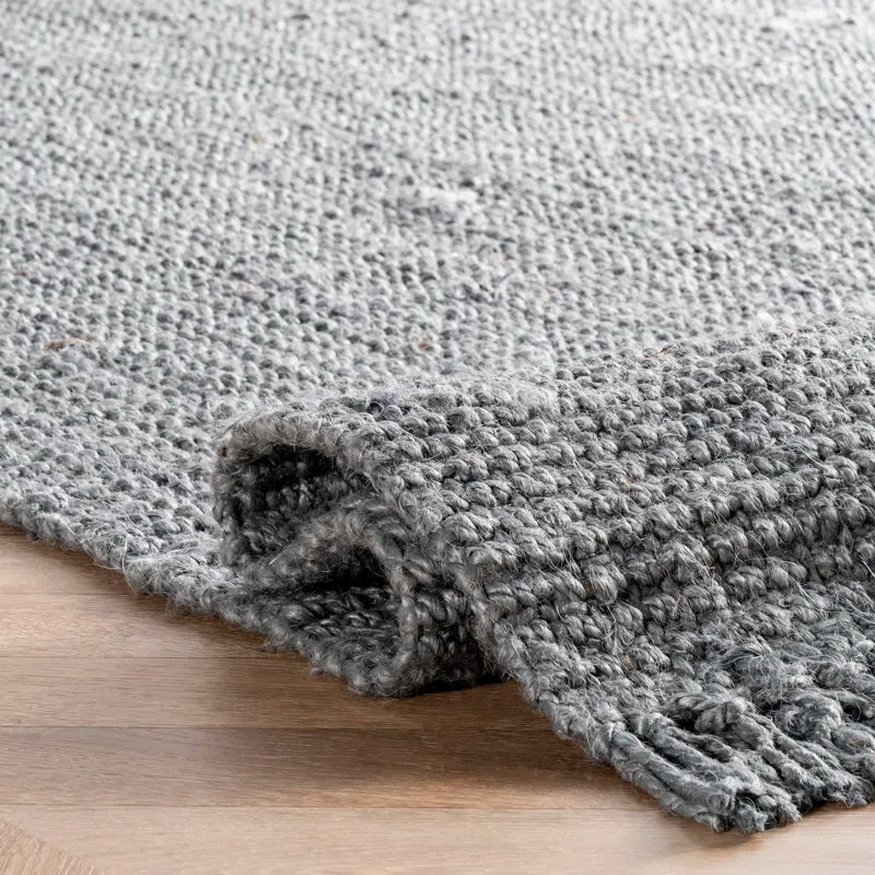 Tapis de ferme en jute épaisse, touffeté à la main, gris, 152 x 244 cm 