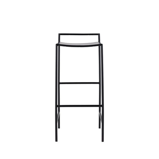 30" Coastal Contemporary Iron Saddle-Seat Low-Back Bar Stool with Foot Rest