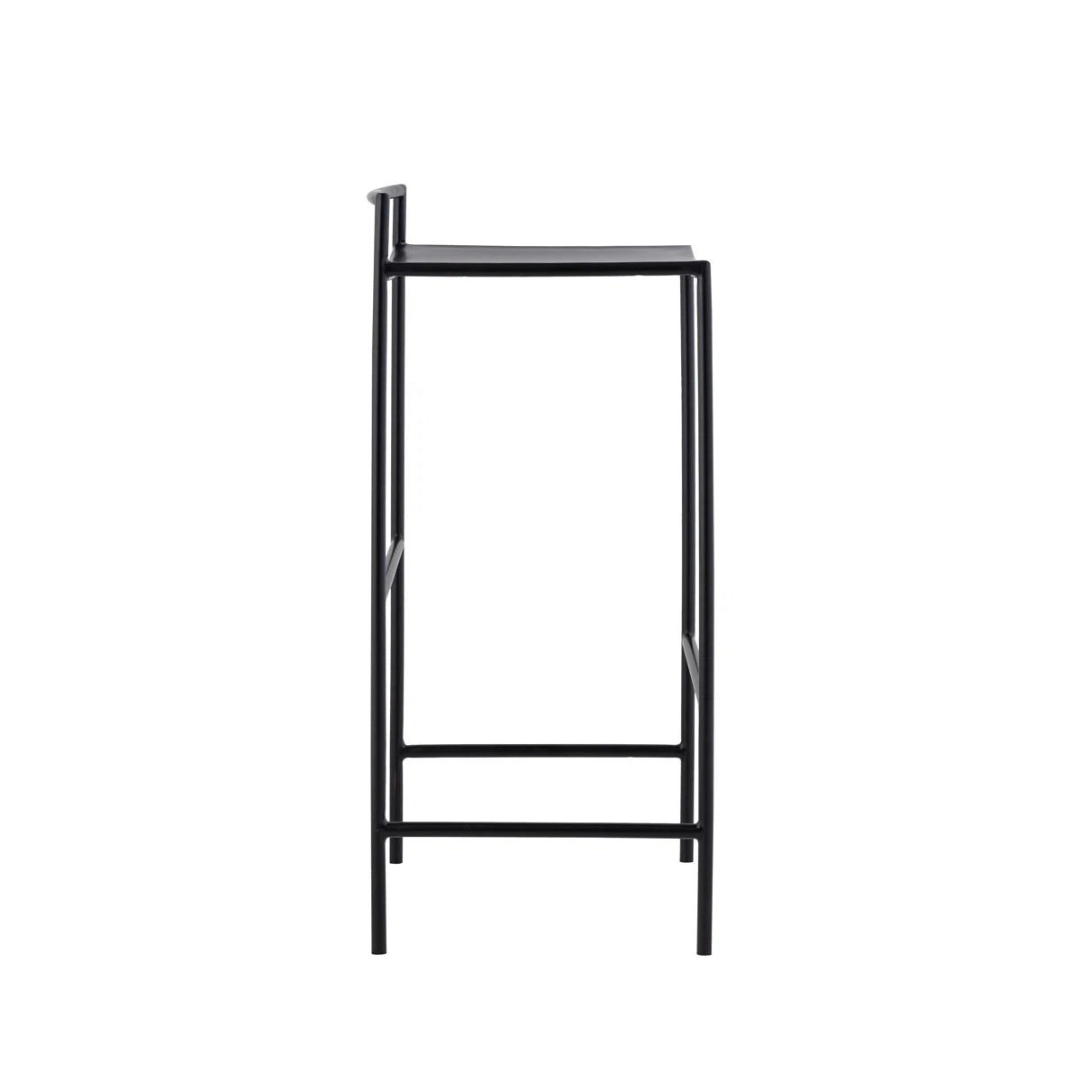 Tabouret de bar contemporain côtier en fer, assise en selle, dossier bas et repose-pieds, 76 cm (30 po). 