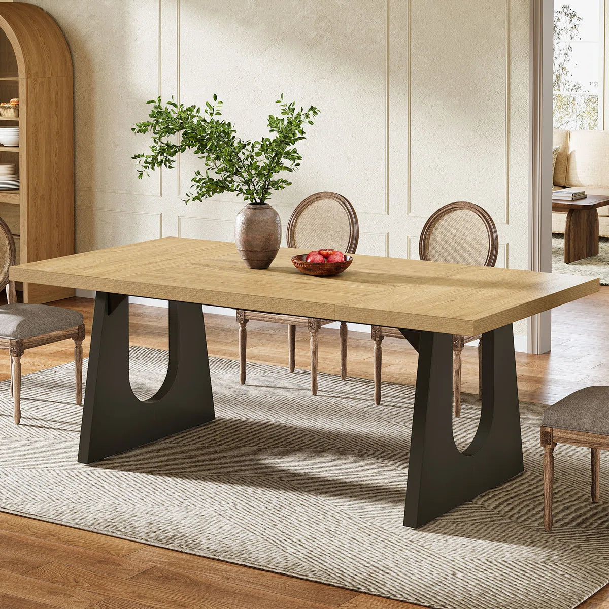 Table de salle à manger en bois pour 6 à 8 personnes, 180 cm (70,8 pouces) 