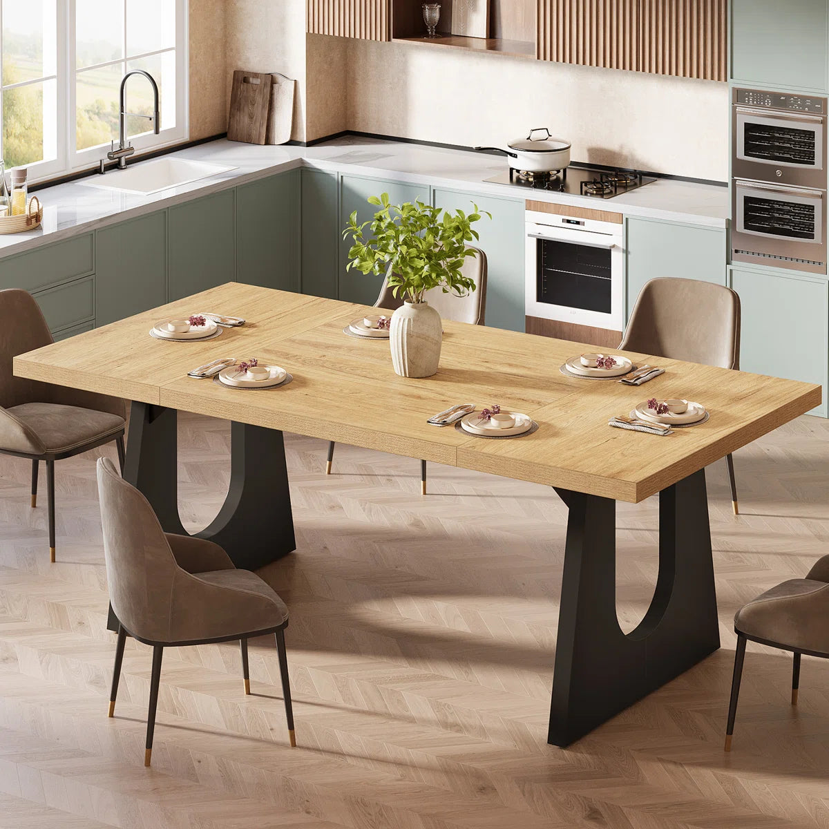 Table de salle à manger en bois pour 6 à 8 personnes, 180 cm (70,8 pouces) 