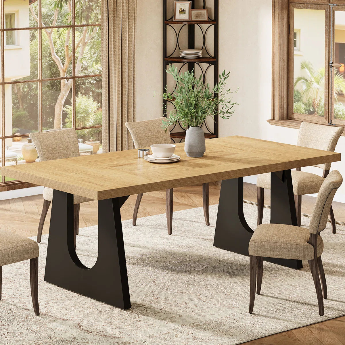 Table de salle à manger en bois pour 6 à 8 personnes, 180 cm (70,8 pouces) 