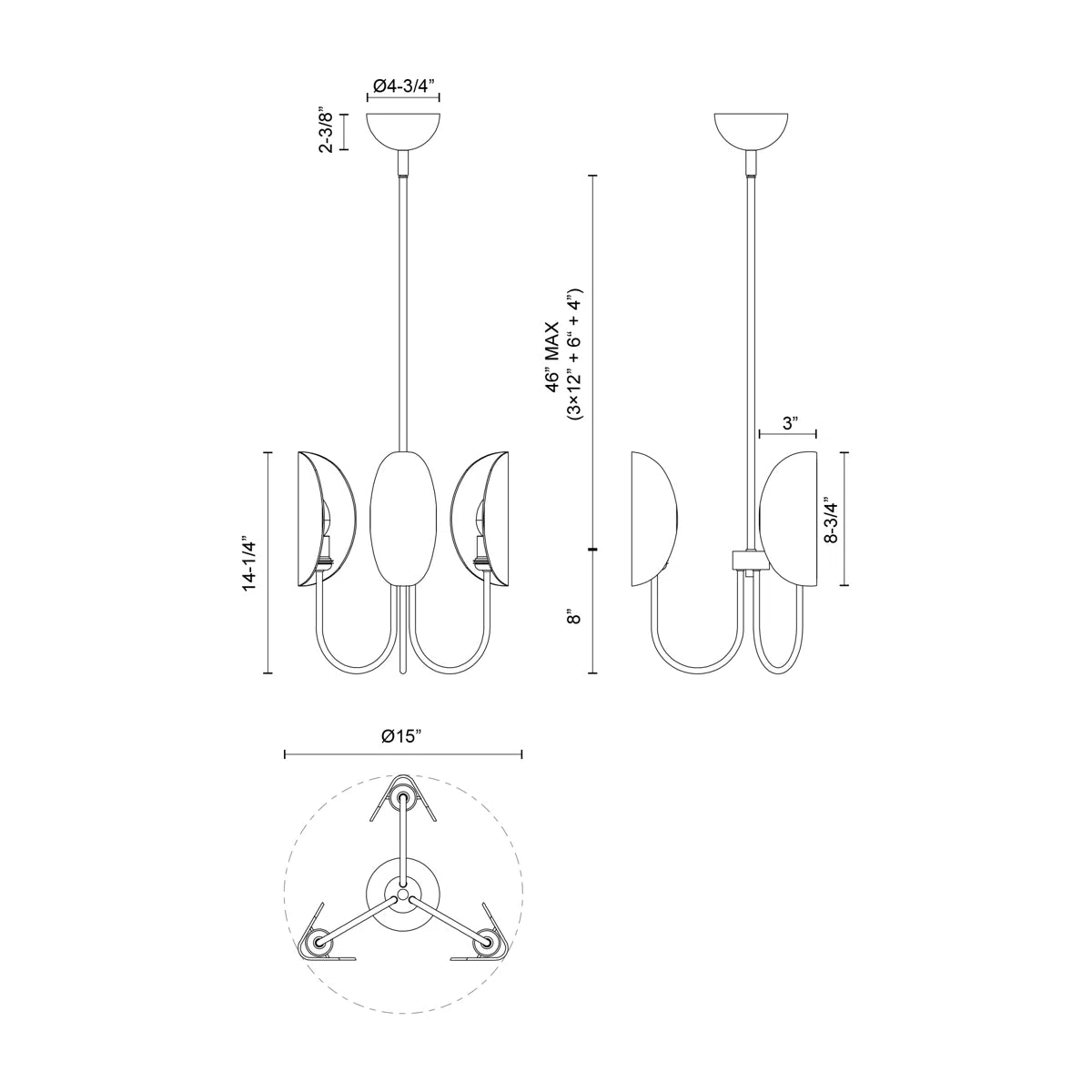 Lustre classique/traditionnel Calline 3 -