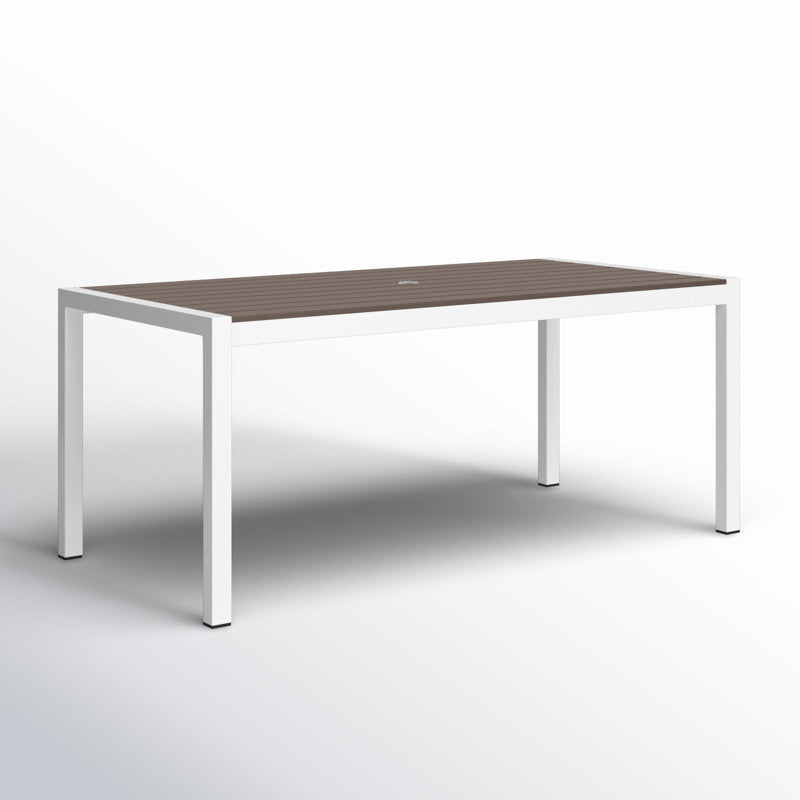 Table de salle à manger Aynura en plastique pour 6 personnes, utilisable en intérieur et en extérieur, grise et blanche. 