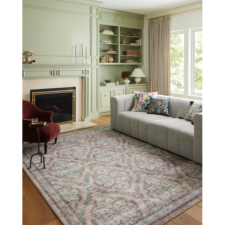 Tapis Rifle Paper Co. x Loloi Courtyard Blush 229 cm x 290 cm
